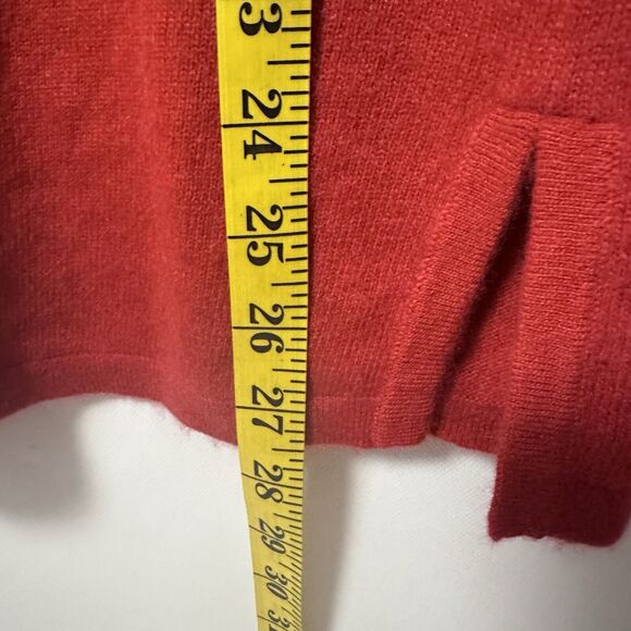 Bloomingdales Sweater Womens Orange Zip Neck Cashmere Pumpkin Fall Luxurious M - Picture 5 of 5